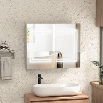 Armario de Baño con Espejo y Luz LED Kleankin