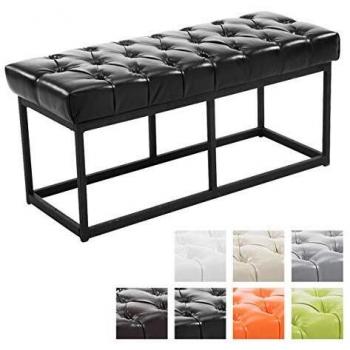 Banco de metal con patas y asiento en simil cuero negro