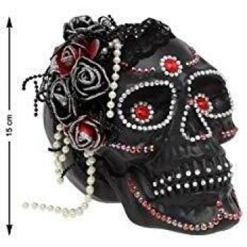 Atosa 49300 - Cráneo decorativo, Unisex - Adulto, Negro, 19 x 14 x 15 cm