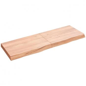 Estante de pared de madera maciza de roble sin tratar, dimensiones 120x40x(2-6) cm, color natural, marrón claro y marrón oscuro, mueble de almacenaje ideal para oficina, estudio y dormitorio