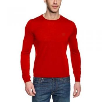 Maerz - Jersey con cuello redondo de manga larga para hombre, talla S, color rojo 415