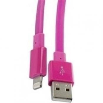 Muvit MUUSC0071 - Cable plano USB-Apple Lightning, carga y datos, MFI 2.1A, color fucsia