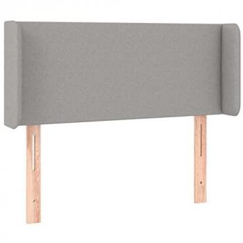 Cabecero de Tela Gris Claro con Orejas 103x16x78/88 cm Acolchado y Antimancha