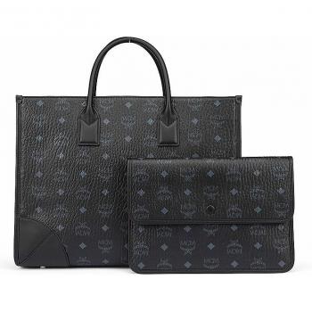 MCM München Large Black Visetos Tote Bag for Women