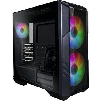 Cooler Master HAF 500 Caja PC - Mid-Tower, 2 Ventiladores ARGB Preinstalados 200mm, Ventilador GPU Giratorio 120mm, Opciones de Refrigeración Versátiles, Panel Lateral Vidrio Templado, Top Extraíble