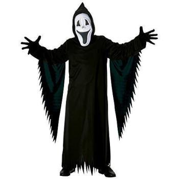 Rubies Disfraz Happy Ghost para niño y niña, Túnica negra larga, máscara blanca con capucha adjunta