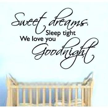 Vinilo adhesivo para pared, diseño con texto en inglés Sweet dreams, negro, L 60 cm x 85 cm