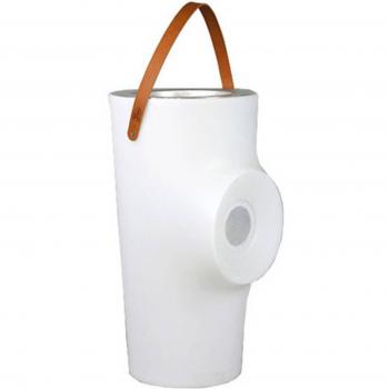Enfriador de botellas Woody de Newgarden con altavoz, botellero de bar de diseño para hotel, restaurante, beach club o piscina, con luz LED, carga solar o batería, altavoz integrado, muy resistente para exterior e interior