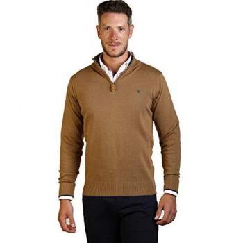 THE TIME OF BOCHA Jersey Hombre Cuello Cremallera JI1JCREMA-Camel Talla XL