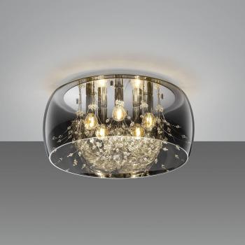 Plafón de cristal Crystel, cromo, 5 luces E14, Ø 50 cm