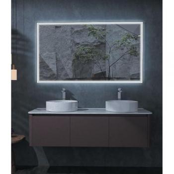 Espejo baño cuadrado luz frontal negro mate suiza 140X60 Ledimex