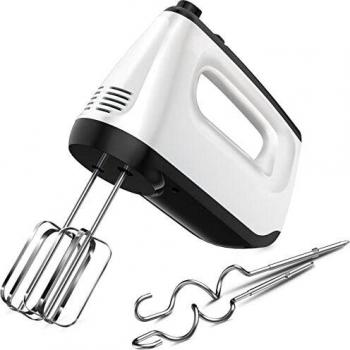 Babacom Batidora de Varilla, 400W 6-Velocidades Amasadora Batidora Electrica con 2 Batidores y 2 Ganchos para Masa, Función Turbo, Botón de Expulsión, Varillas Electricas de Batir para Reposteria