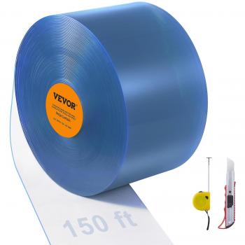 Cortina de tiras de PVC transparente 82' x 12 x 0.12, rollo a granel, espesor de 2,8 mm, a prueba de viento hasta -20°C