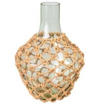 Botella Romimex Marrón Transparente Vidrio Cuerda 23 x 31 x 23 cm