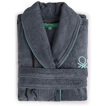 UNITED COLORS OF BENETTON. Albornoz m/l 360gsm 100% algodón Gris Oscuro Casa Benetton, Azul