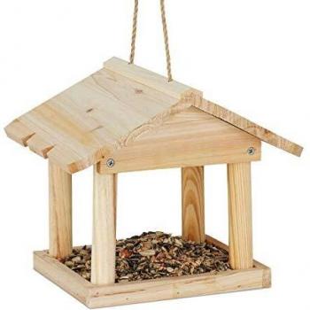 Casa para Pájaros Colgante Relaxdays, Mangiatoia Mini para Jardín y Balcón, de Madera Natural sin Tratar