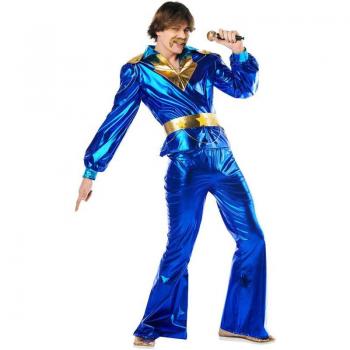 Conjunto de Disfraz Disco Azul para Hombre, Estilo Retro de los Años 70