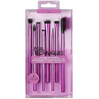 REAL TECHNIQUES - Set de Brochas y Pinceles de Maquillaje de Ojos - Everyday Eye Essentials - 8 Piezas - Para Aplicar Todo Tipo de Sombras - Con Cerdas Sintéticas de Calidad - Diseño Profesional