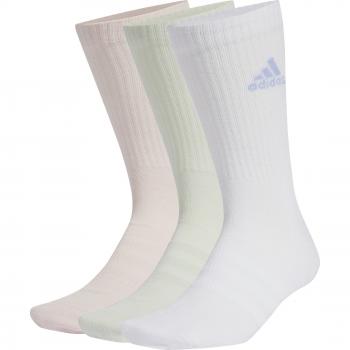 adidas Cushioned Crew Socks (Pack of 3) - Unisex, White/Sandy Pink/Linen Green