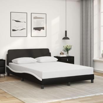 Cabecero de cama de 140x200 cm en cuero sintético blanco y negro