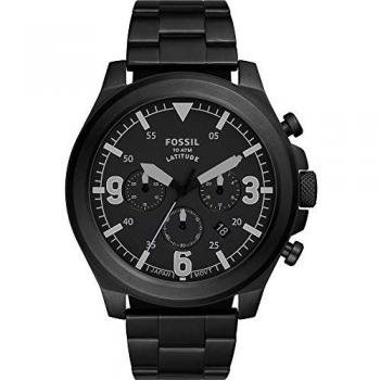 Reloj cronógrafo para hombre Fossil Latitude de acero inoxidable IP negro modelo FS5754