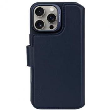 Funda de cuero azul 2 en 1 con MagSafe y tarjetero extraíble para iPhone 16 Pro Max