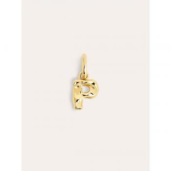 Charm Letter Organic de plata bañada en oro Letra P