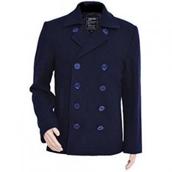 Seibertron Hombres Abrigo de Lana Tipo US Navy 80% Pea Coat USN Lana Azul M