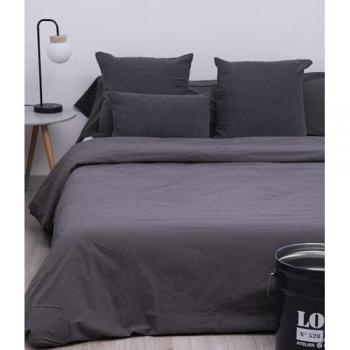 Funda Nórdica SISOMDOS 100% Algodón Lavado Gris Oscuro - Suave al Tacto, Sin Encogimientos, Antialérgica, Incluye Perfume, Cama 105 cm (180x260