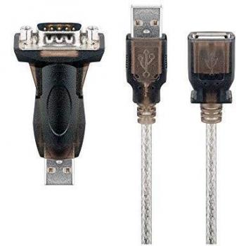 Convertidor USB a RS232 mini 9 pines transparente con cable de 1.5 m