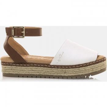 Sandalia Mustang 59617 Blanco - Menorquinas de mujer con plataforma en color blanco