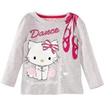 Charmmy Kitty - Camiseta de manga larga para niña, talla 3 Years - talla inglesa, color gris claro melange