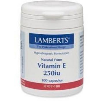 Lamberts Natural Vitamin E 250 IU as d-alpha tocopherol 100 capsules