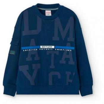 Sudadera de niño Boboli de felpa con capucha y estampado frontal
