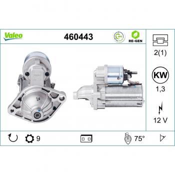 Motor de arranque VALEO 460443 para Alfa Romeo, Fiat, Lancia y Opel
