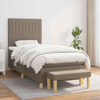 Bastidor de cama box spring con colchón Tortera 100x200 cm en tela gris taupe