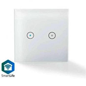 NEDIS Wi-Fi Smart Light Switch, Dual, Voice Control via Alexa or Google Home, IFTTT, Plug & Play, No Hub or Subscription Required, SmartLife