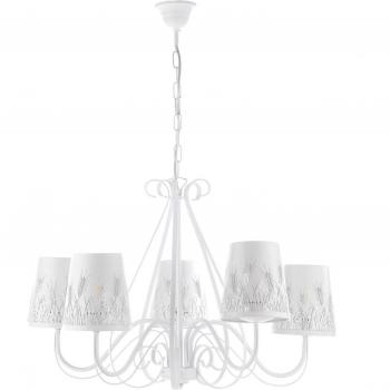 Lámpara de araña Spiga 5 Metal Ligero, Tela Blanco