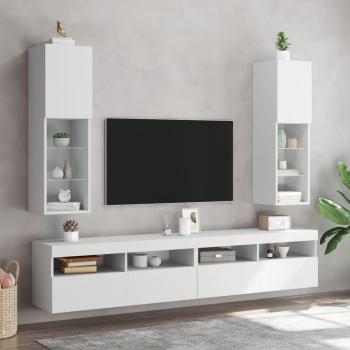 Muebles de TV con luces LED 2 piezas blanco 30,5x30x102 cm Vidaxl