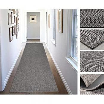 Alfombra Vinílica Trenzada Twist 918 - Alta Resistencia con Trasera Antideslizante PVC - Multicolor Beige Taupe 60x200 cm