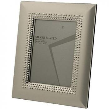 Galileo Casa Moments Marco Bañado en Plata, con Borde de Perlas, 20 x 25cm, en Gris