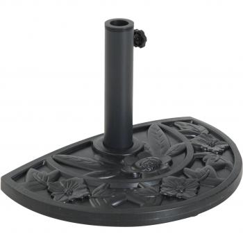 Soporte de sombrilla semicircular Outsunny ajuste universal negro 32x50x32 cm