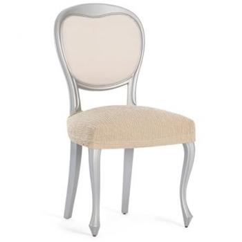Pack 2 Fundas de Silla Elásticas Jacquard Transpirables Crudo y Blanco Cálido 50 x 50 cm
