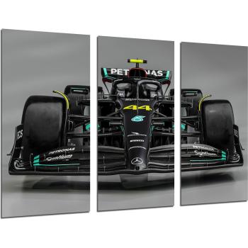 Set de 3 Cuadros Decorativos Fórmula 1 Mercedes W14 2023 Hamilton Russell Impresión Digital sobre Madera