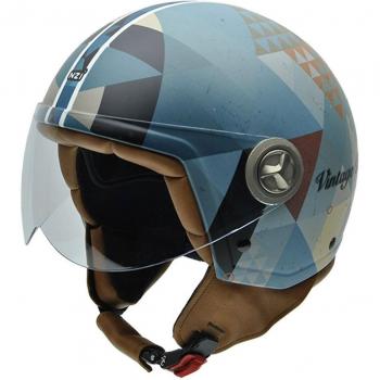 NZI 050267G699 Zeta Biking Casco de Moto, Tonos azulados, Talla 57