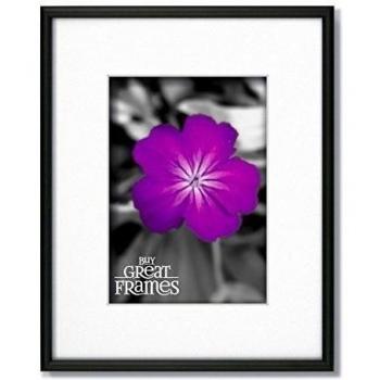 SET of 3 - 11x14 Frosted Black Aluminum Metal Picture Frame and Glass with Single White Mat for 8.5x11. by Metallic Black