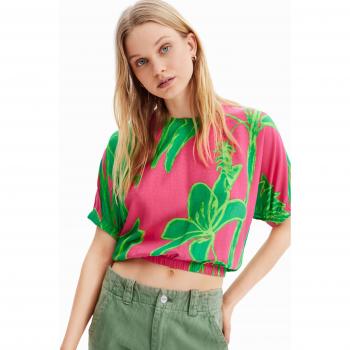 Desigual Chic Pink Viscose Blouse with Contrast Details - M