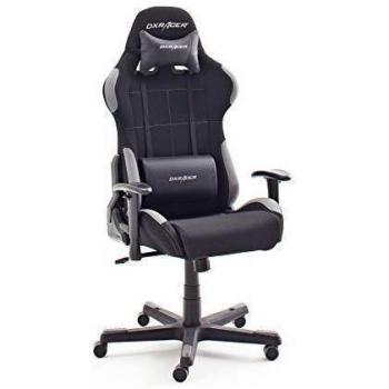DX Racer 5 Robas Lund - Silla de Escritorio/Oficina/Gaming, con Ruedas, Altura Ajustable, Tapizada, Reposabrazos, Madera, color Negro/Gris, 74 x 52 x 123-132 cm