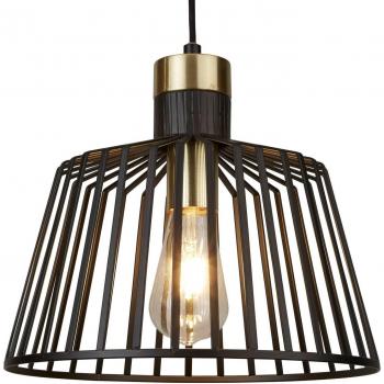 Lámpara colgante Bird de metal en acabado latón antiguo y negro, diámetro 30 cm, incluye 1 ampoule