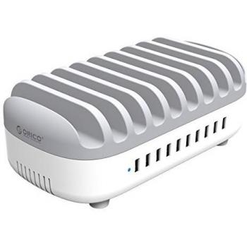 ORICO 120W Estación de Carga USB con 10 Puertos, USB Multi-Cargador Universal 2.4A Cargador Integrado IC Rápido para El iPhone iPad Smartphones Tabletas Samsung Galaxy- Blanco
